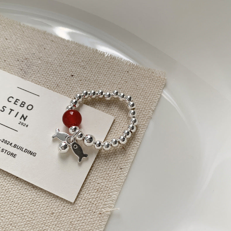 A관 - 미니 펜던트 홍마노 925 실버 비즈 반지 [1520-1527] 25.11-3