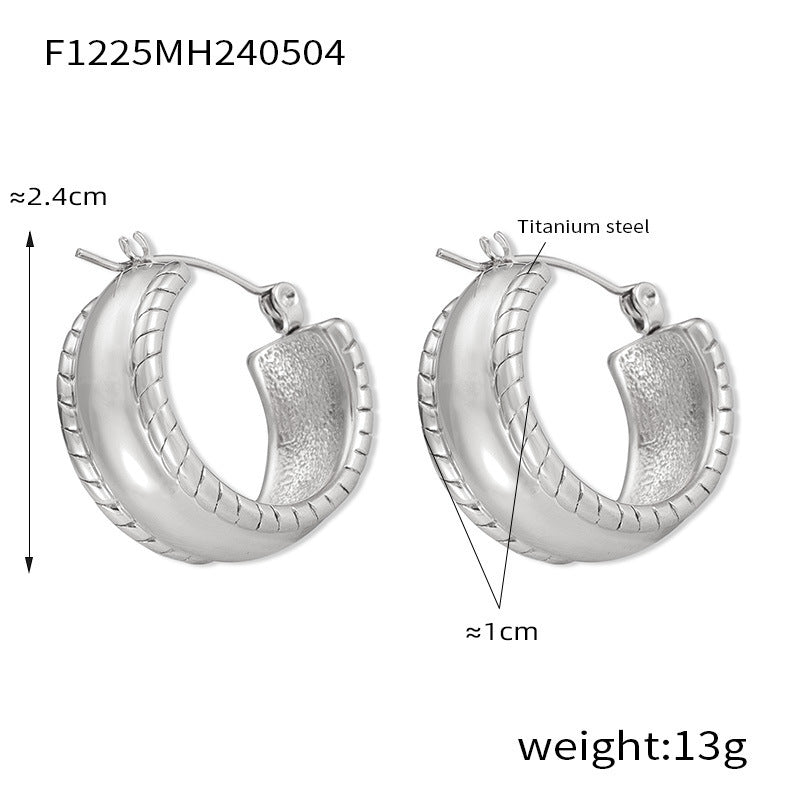 D관 - 티타늄 스틸 크로스 디자인 18K 도금 기하학적 세련된 귀걸이 [F1222-F1224-5] 24.05-2