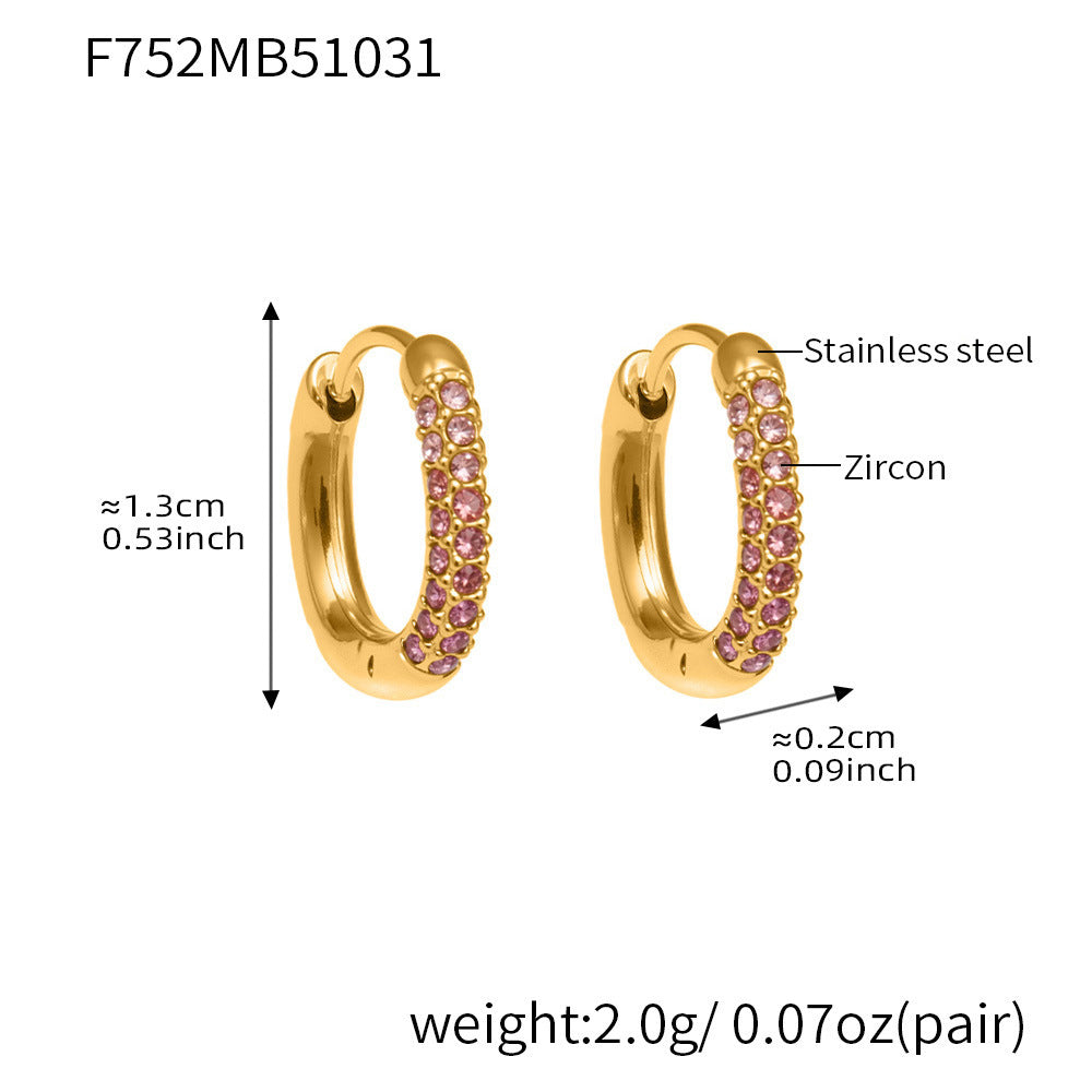 D관 - 스테인리스 18K 도금 멀티컬러 큐빅 링 귀걸이 [F752] 25.11-1