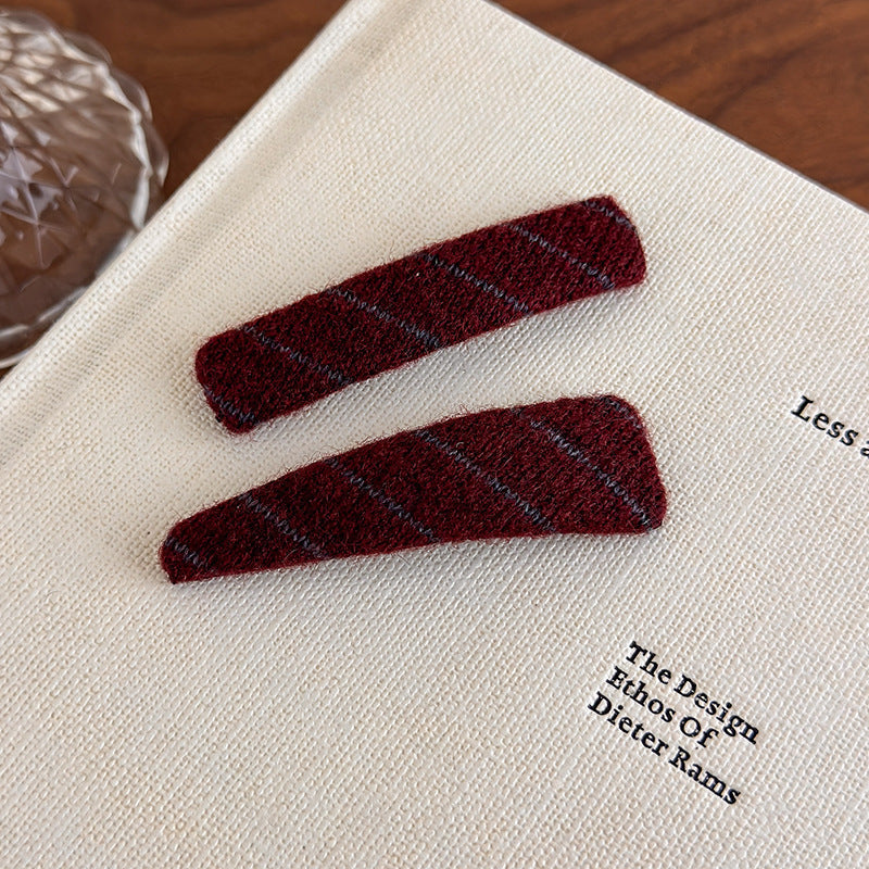 E관 - 털실 사선 스트라이프 빈티지 세트 헤어핀 [27529] 25.10-1