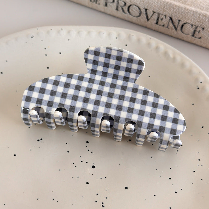 E관 - 아세테이트 체크무늬 심플 스타일 집게핀 [27612] 25.10-5