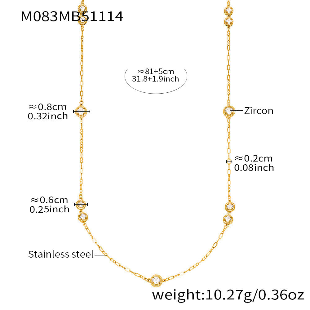 D관 - 프롱 큐빅 18K 도금 스테인리스 스틸 롱 목걸이 [M083] 25.11-3