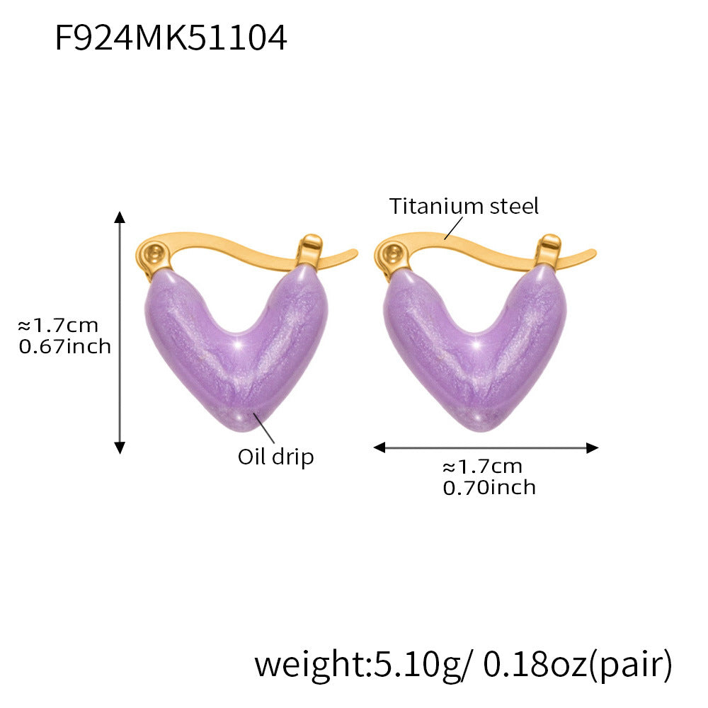 D관 - 티타늄 스틸 언밸런스 하트 18K 도금 귀걸이 [F924] 25.11-2