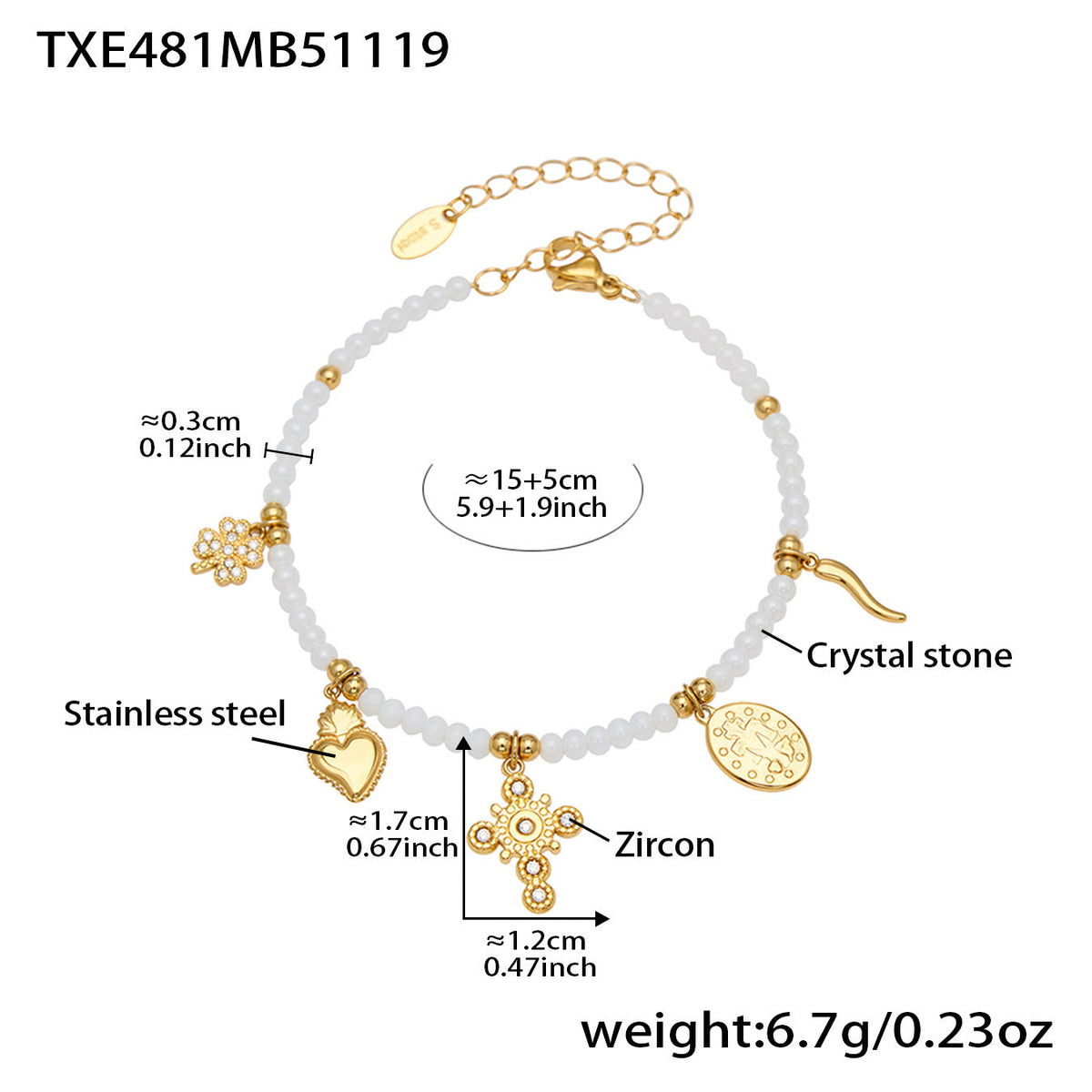 D관 - 스테인리스 스틸 크리스탈 펜던트 큐빅 팔찌 목걸이 [TXP481] 25.11-4
