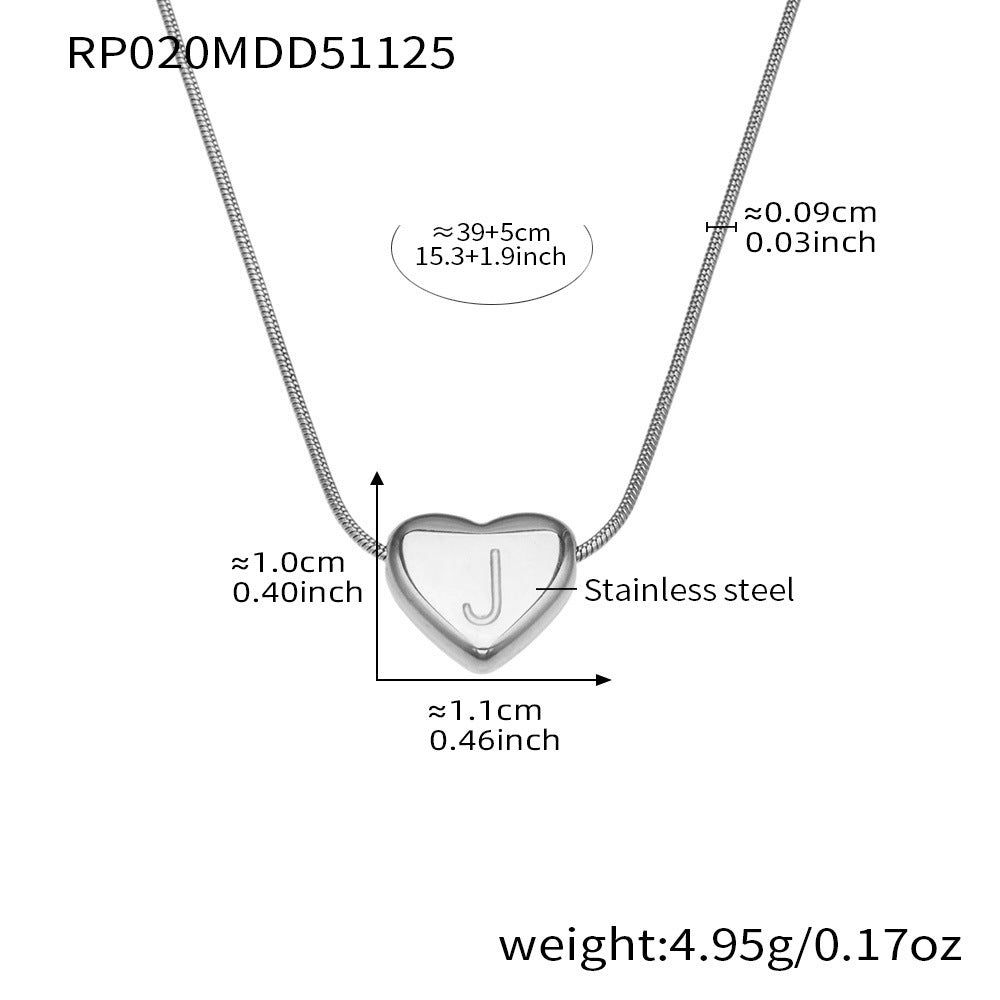 D관 - 스테인리스 스틸 18K 도금 알파벳 하트 펜던트 목걸이 [RP020] 25.12-1