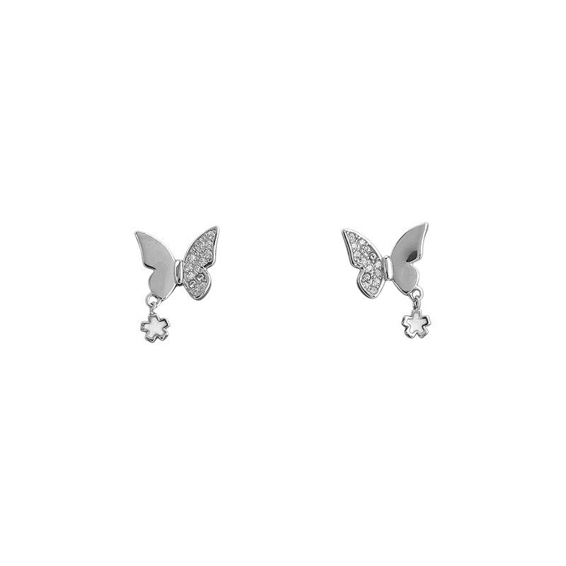 B관 - 999 실버 나비 큐빅 플라워 귀걸이 [YC2732E_1] 25.05-3