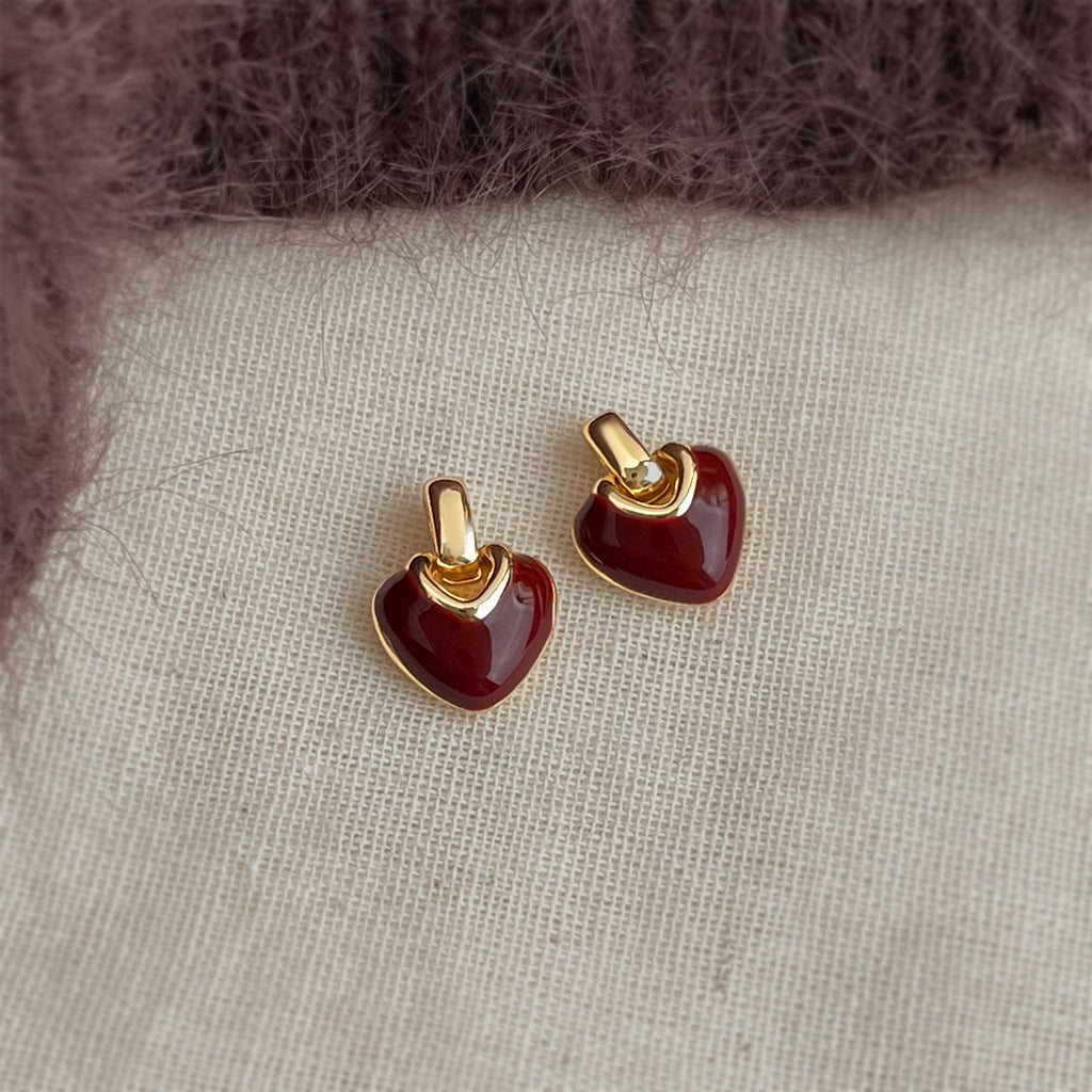 C관 - 925 은침 하트 핸드 페인팅 귀걸이 [7256-7257] 25.12-3