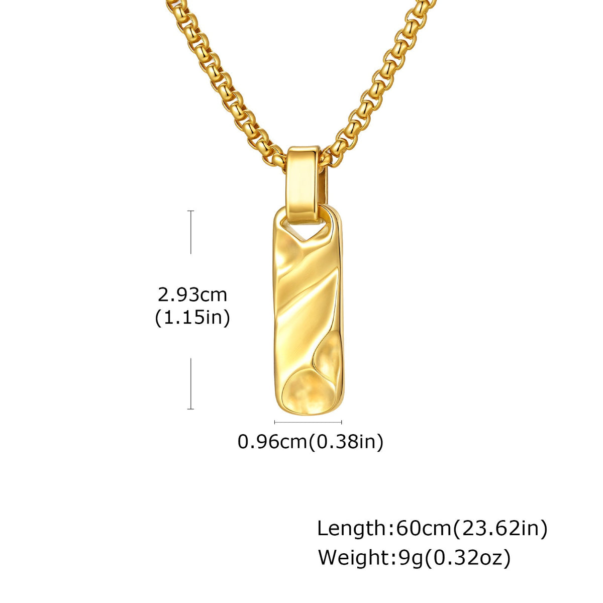 G관 - 입체 직사각 펜던트 스테인리스 스틸 목걸이 [PN-2272] 25.12-2