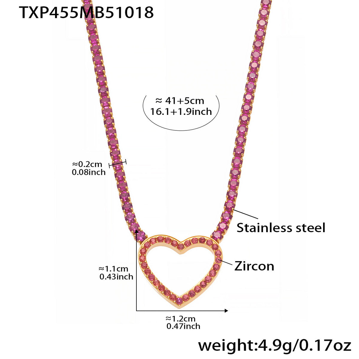 D관 - 스테인리스 스틸 풀큐빅 하트 체인 귀걸이 목걸이 팔찌 [TXP455] 25.10-4