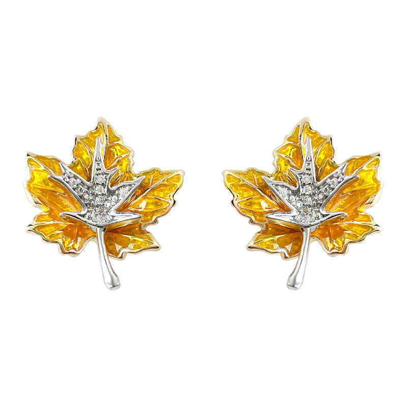 C관 - 925 은침 미니 큐빅 투톤 잎사귀 귀걸이 [6996] 25.10-5