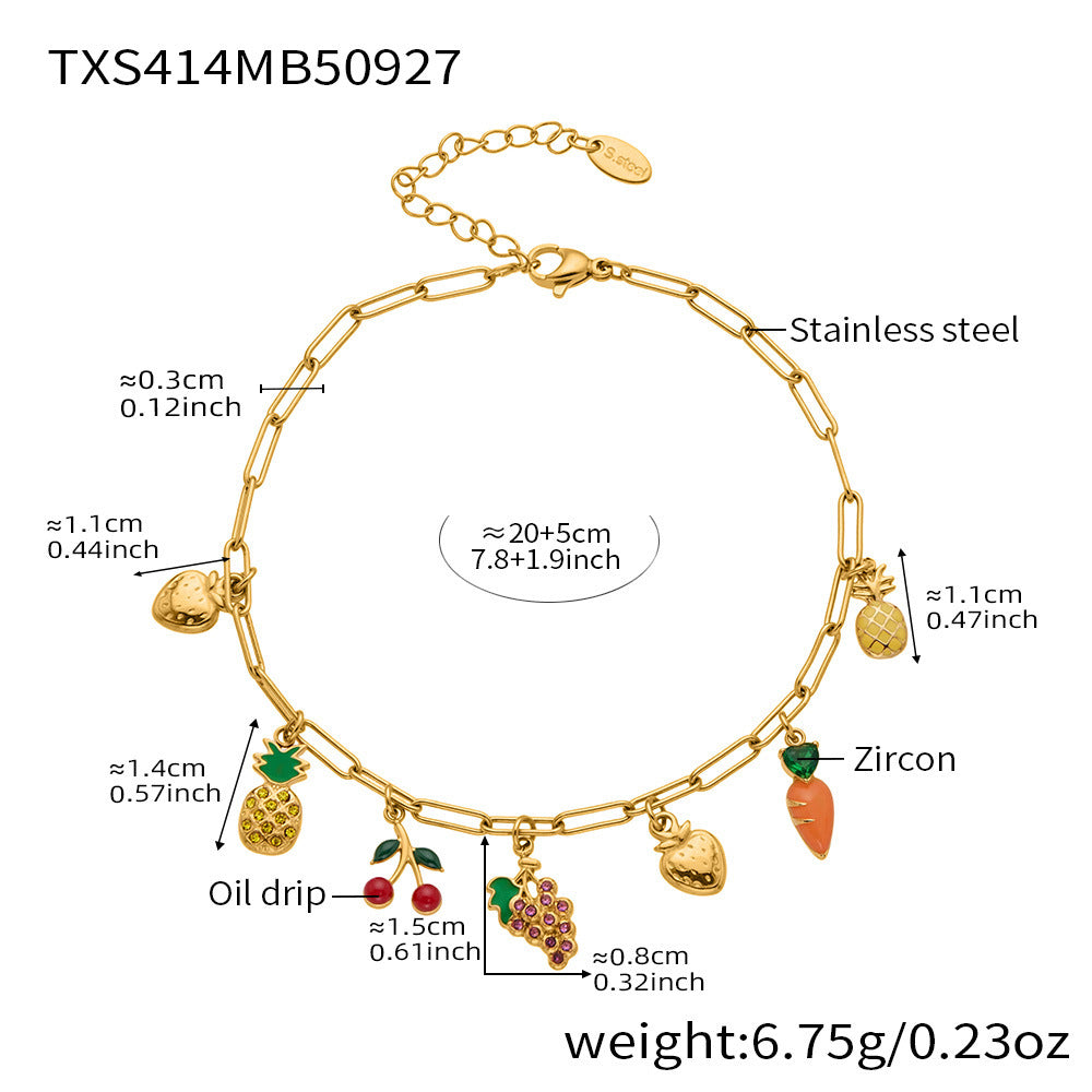 D관 - 스테인리스 스틸 과일 큐빅 펜던트 목걸이 팔찌 발찌 [TXP414] 25.10-1