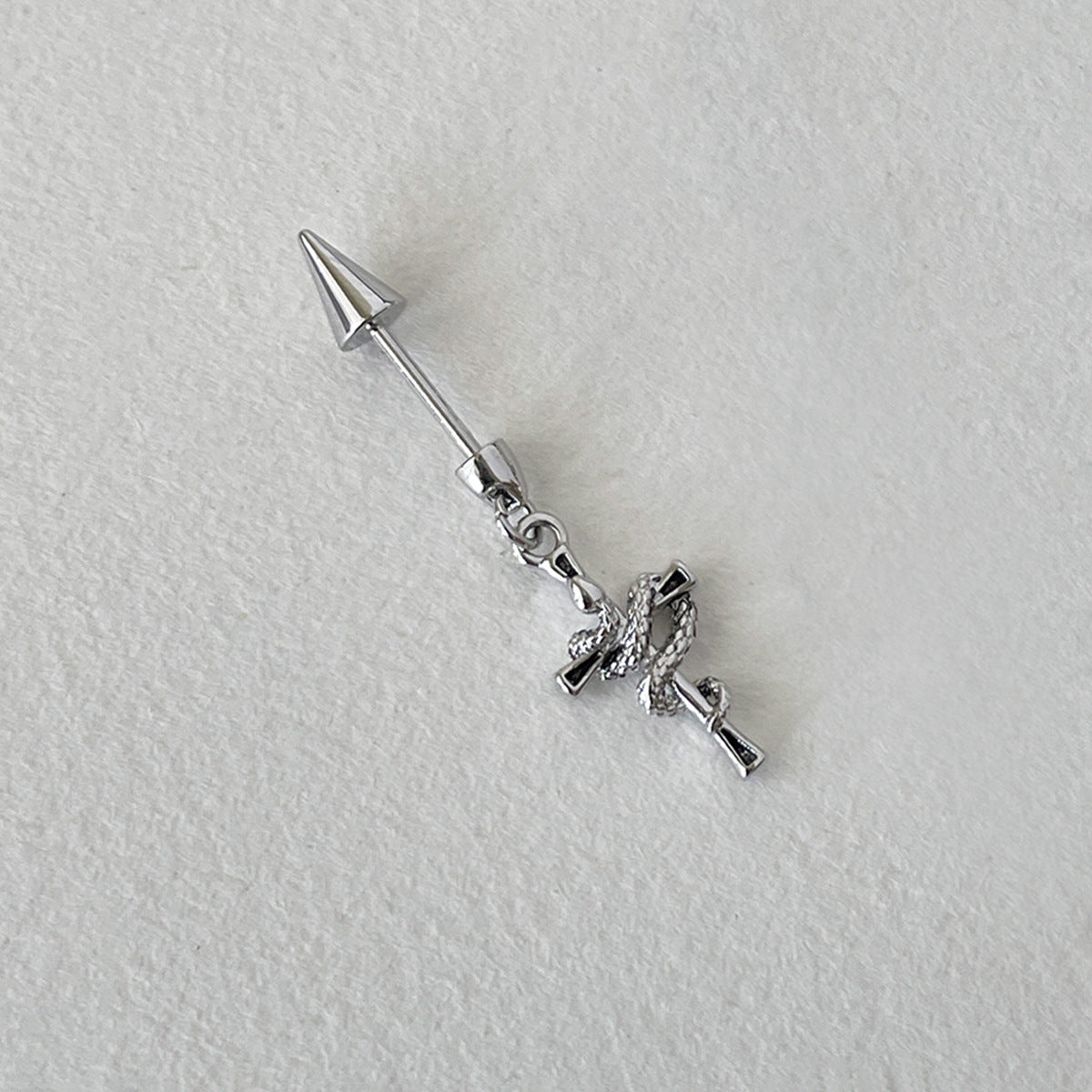 A관 - 꼬임 스네이크 십자가 티타늄 스틸 피어싱 귀걸이 [EH-4346] 25.12-3