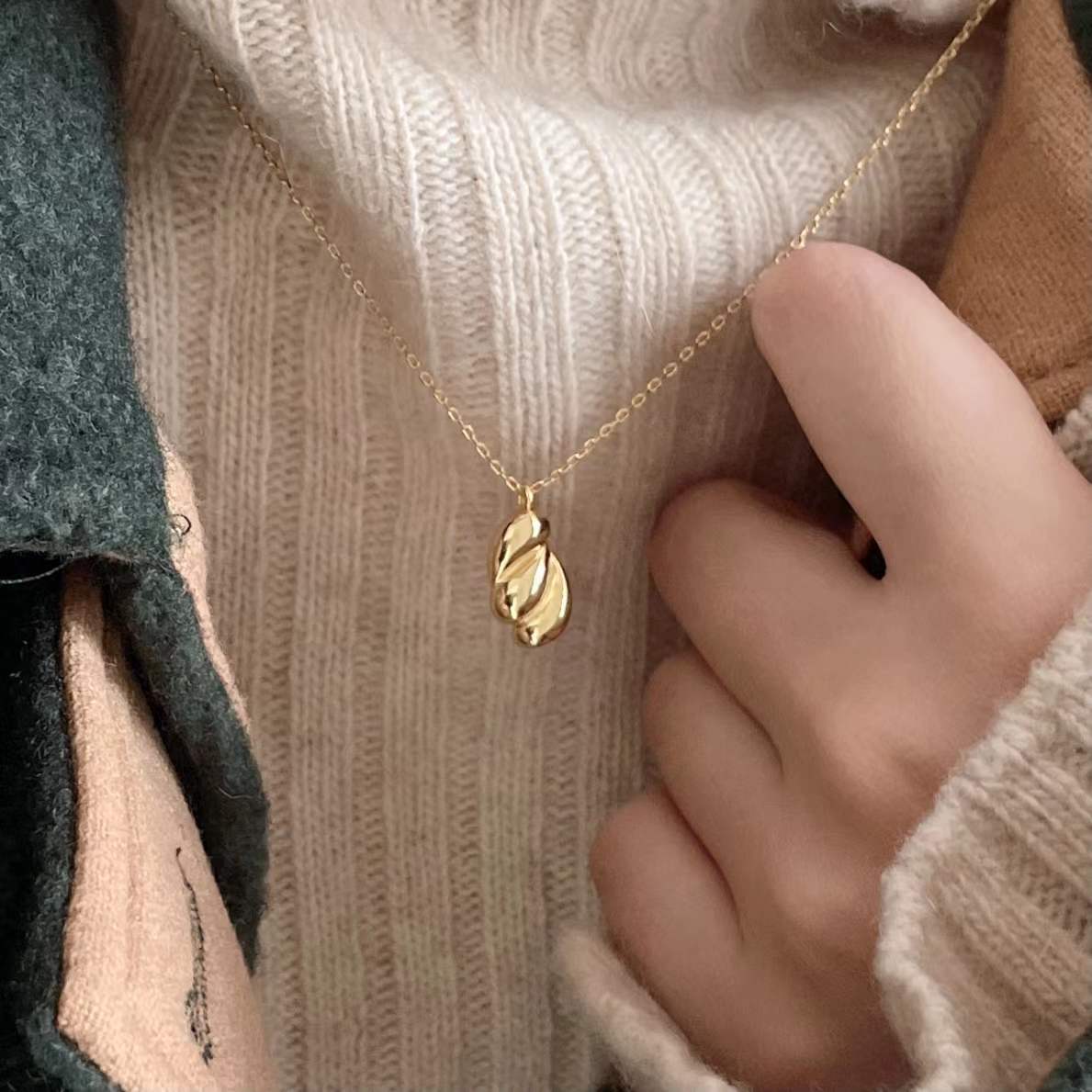 F관 - 925 실버 비정형 물방울 펜던트 목걸이 [B1008] 25.12-1