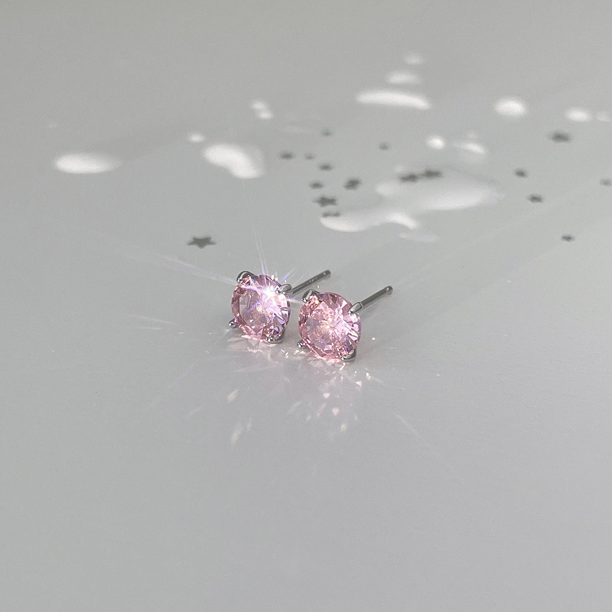 A관 - 999 실버 핑크 큐빅 스터드 귀걸이 [EH-4094] 25.10-2
