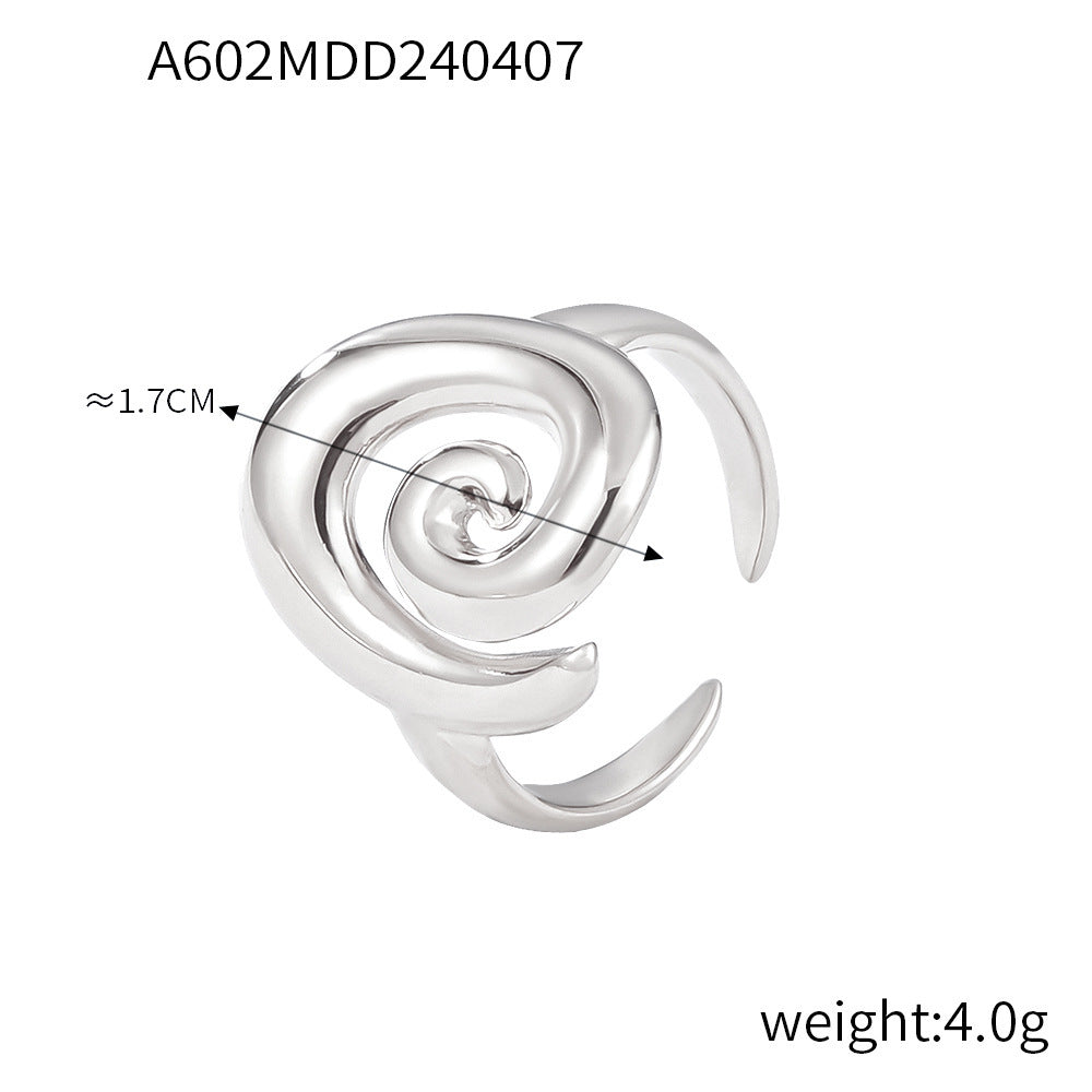D관 - 회전 나사무늬 티타늄 스틸 큐빅 반지 귀걸이 [A602-F1287] 24.04-2