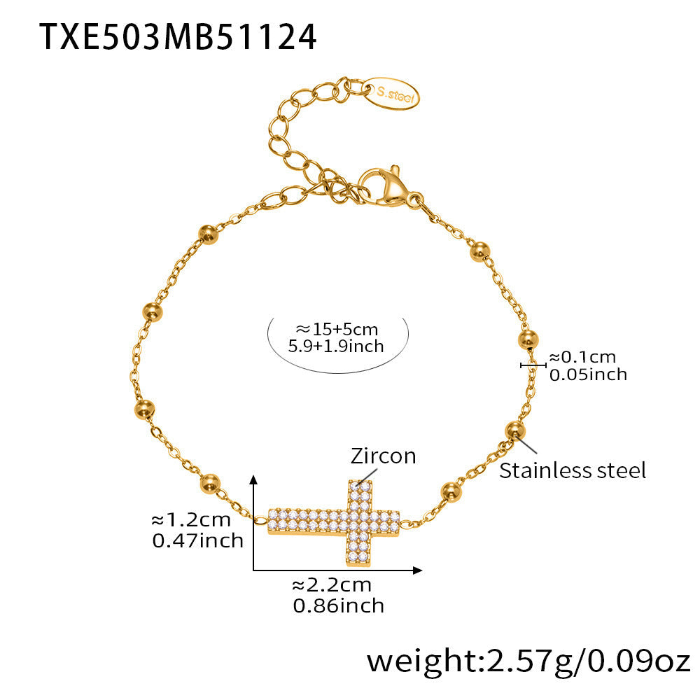 D관 - 스테인리스 스틸 십자가 큐빅 18K 도금 반지 귀걸이 팔찌 목걸이 [TXP503] 25.11-4