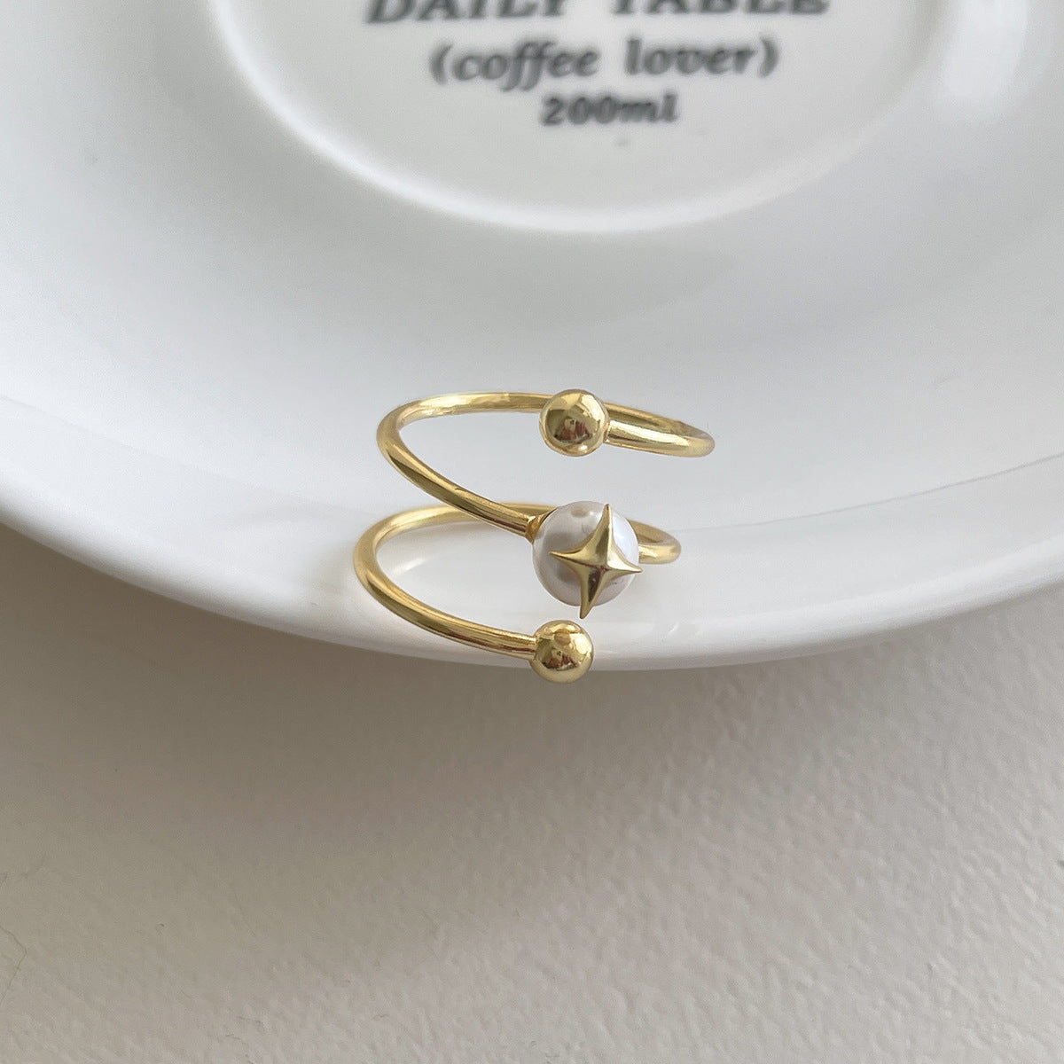 A관 - 925 실버 진주 사각별 회전 라인 디자인 반지 [JZ-0715] 25.10-5