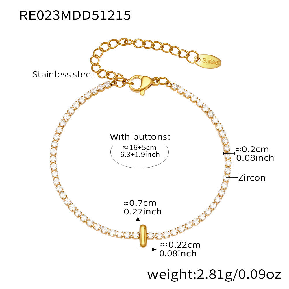 D관 - 스테인리스 스틸 18K 도금 알파벳 큐빅 팔찌 [RE023] 25.12-3