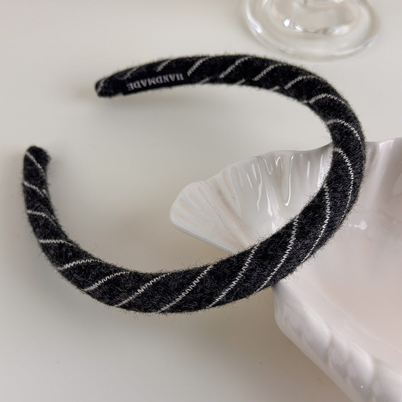 E관 - 사선 스트라이프 니트 울 머리띠 곱창 헤어밴드 [27523] 25.09-4