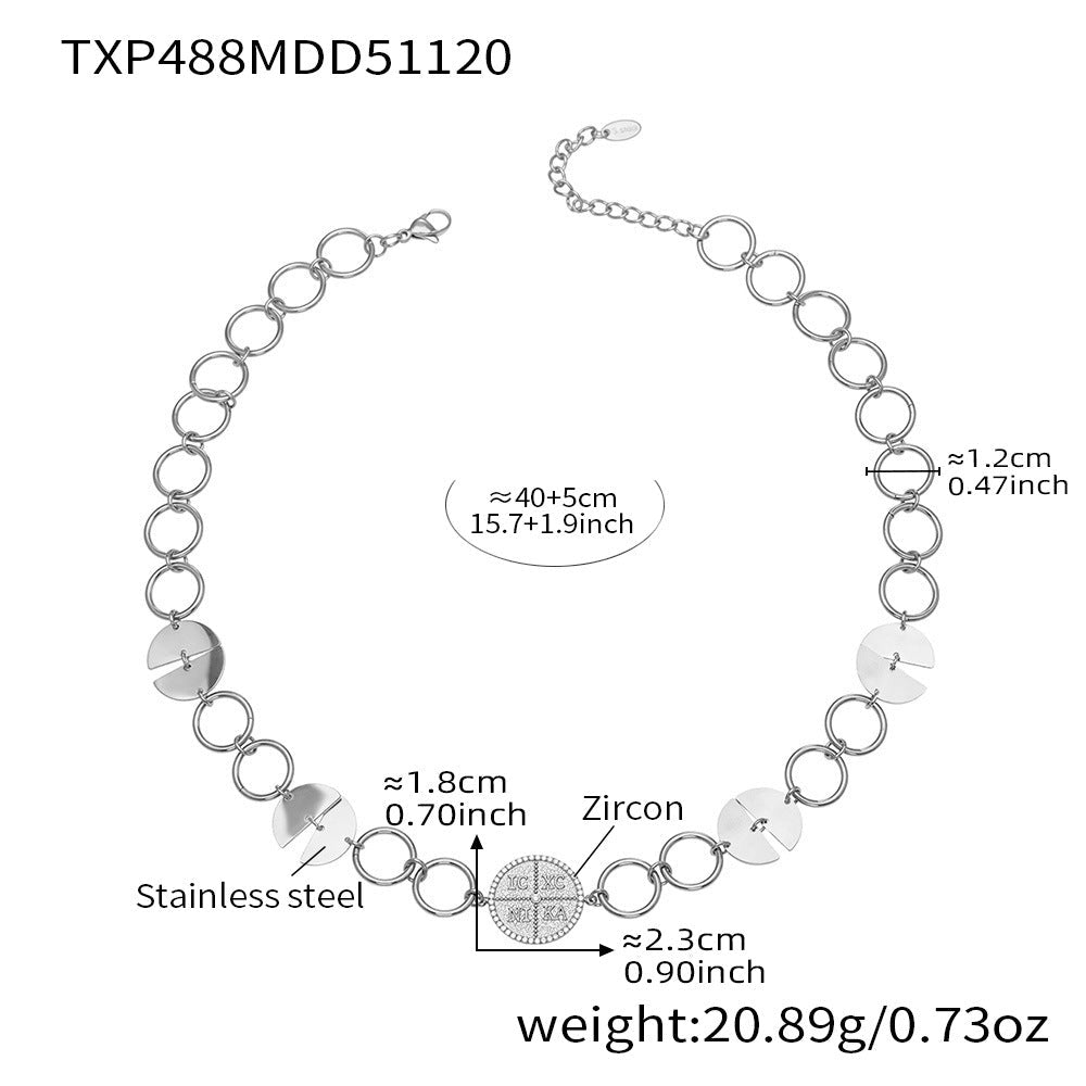 D관 - 스테인리스 스틸 이니셜 원형 펜던트 18K 도금 목걸이 팔찌 [TXP488] 25.11-4