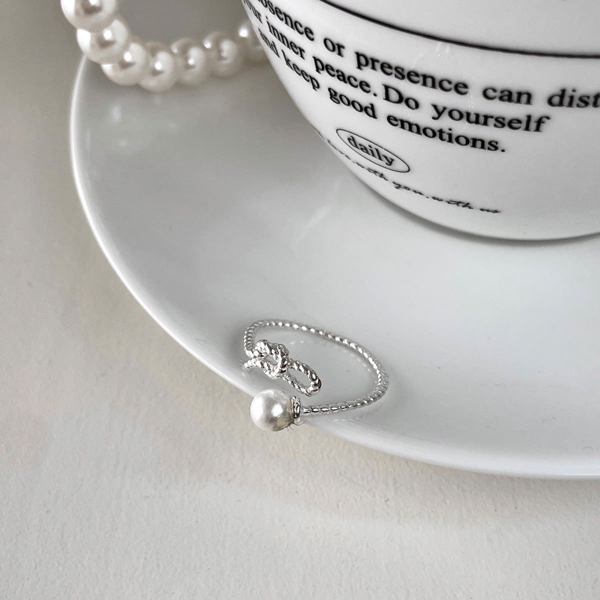 A관 - 925 실버 진주 리본 디자인 오픈형 반지 [JZ-0702] 25.11-1