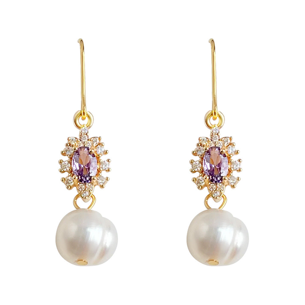 C관 - 천연 담수진주 미니 큐빅 핸드메이드 후크 귀걸이 [7027] 25.11-1