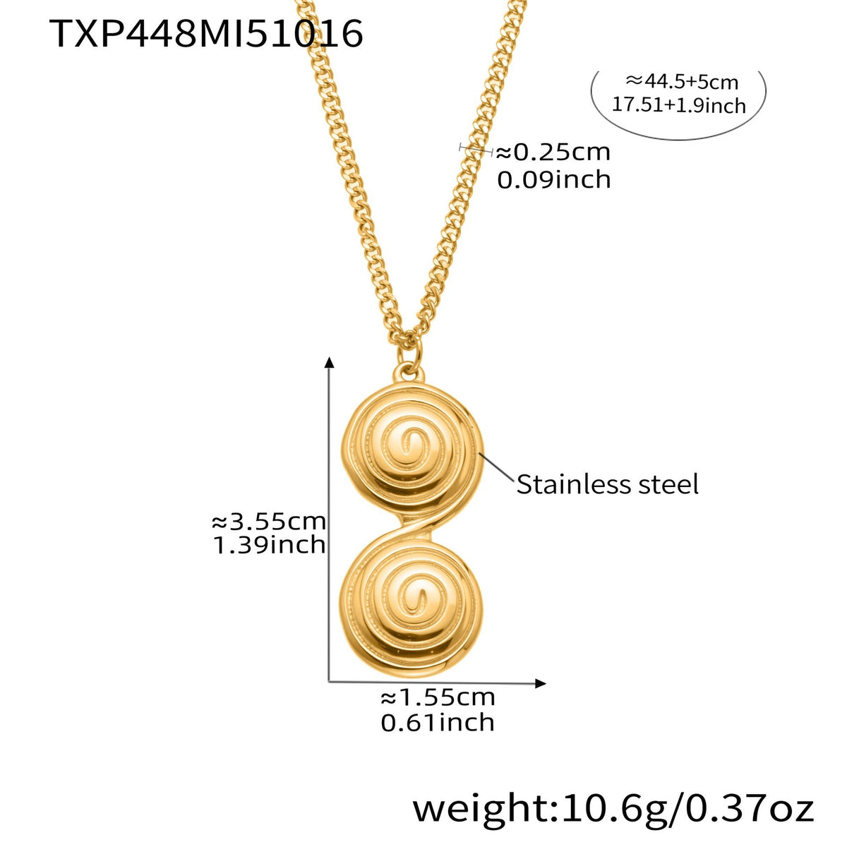 D관 - 스테인리스 스틸 나선형 원형 디자인 귀걸이 목걸이 [TXP448] 25.10-4