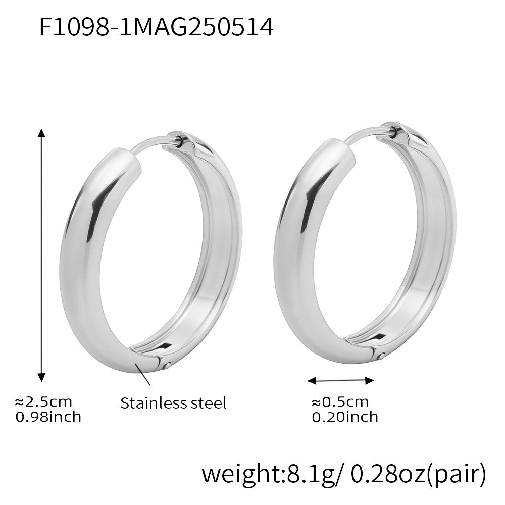 D관 - 투톤 원형 18K 도금 스테인리스 스틸 귀걸이 [F1015-F1098] 25.05-4