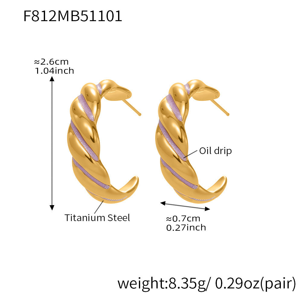 D관 - 스테인리스 18K 도금 트위스트 디자인 귀걸이 [F812] 25.11-1