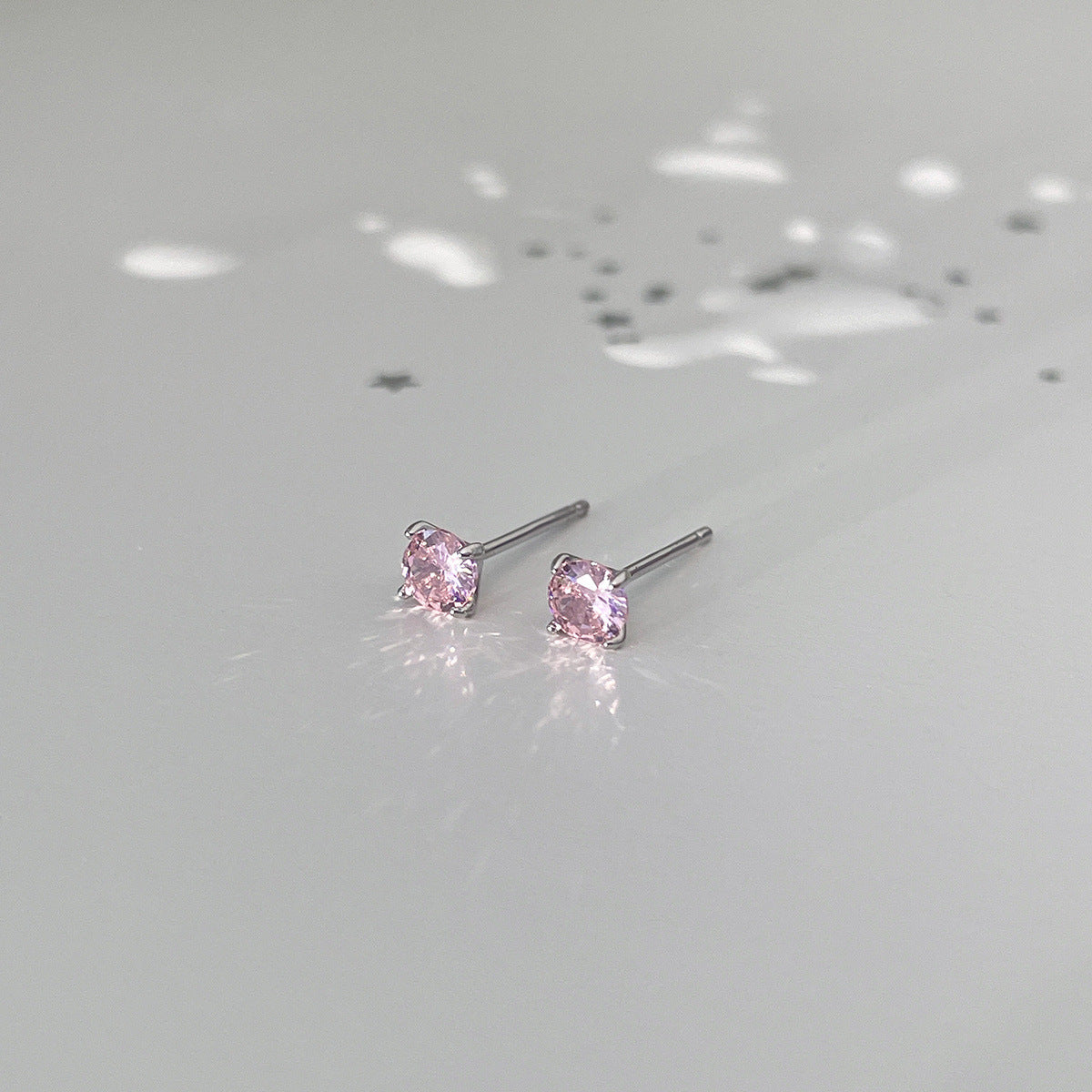 A관 - 999 실버 핑크 큐빅 스터드 귀걸이 [EH-4094] 25.10-2