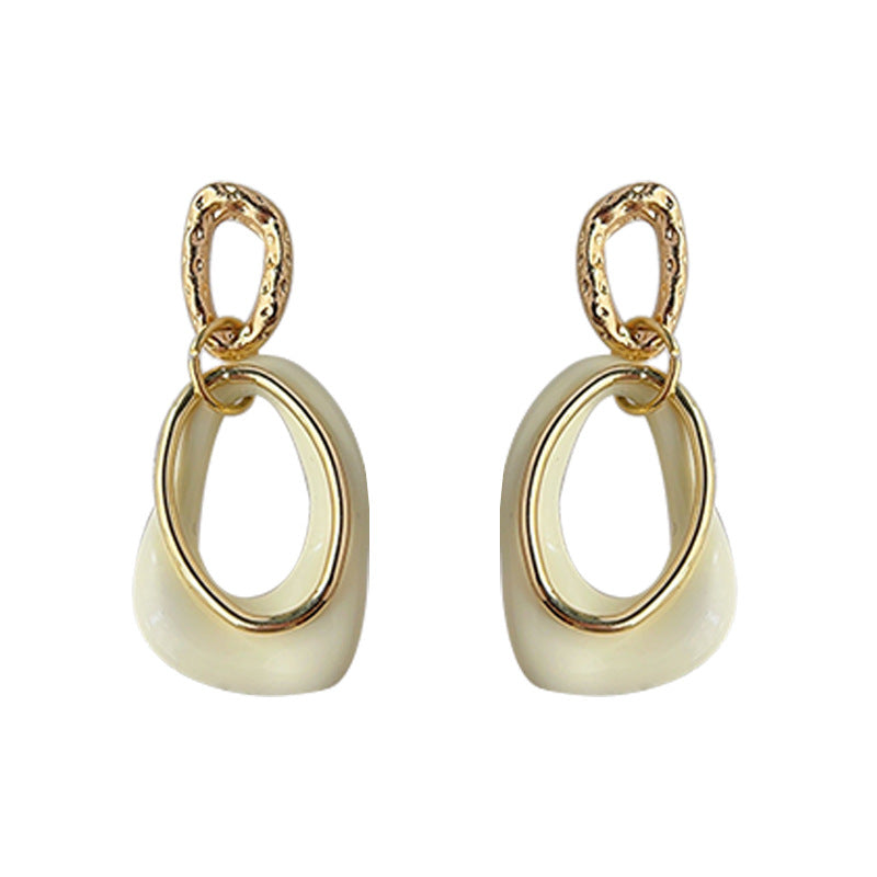 C관 - 디자이너 기하학적 오일 코팅 미니 하트 귀걸이 14K 도금 은침 귀걸이 [3781] 24.04-4