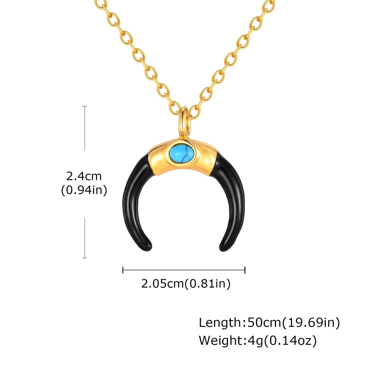 G관 - 스테인리스 스틸 터키석 달 모양 펜던트 목걸이 [PN-2230] 25.10-4