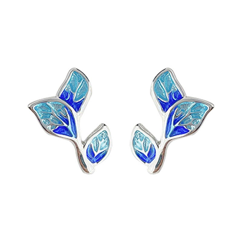 C관 - 간결한 잎사귀 은침 귀걸이 [3981] 24.05-5