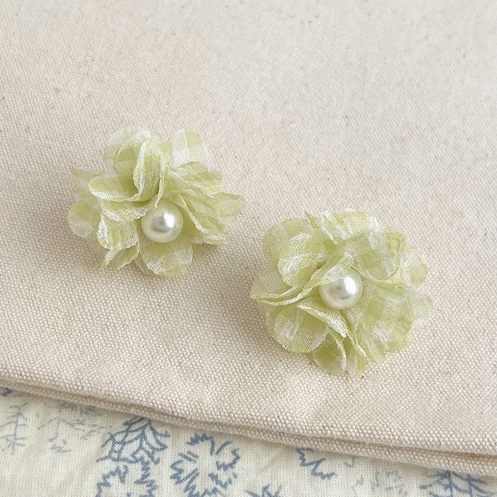 C관 - 패브릭 플라워 레진 진주 귀걸이 [5599-5600] 25.02-3