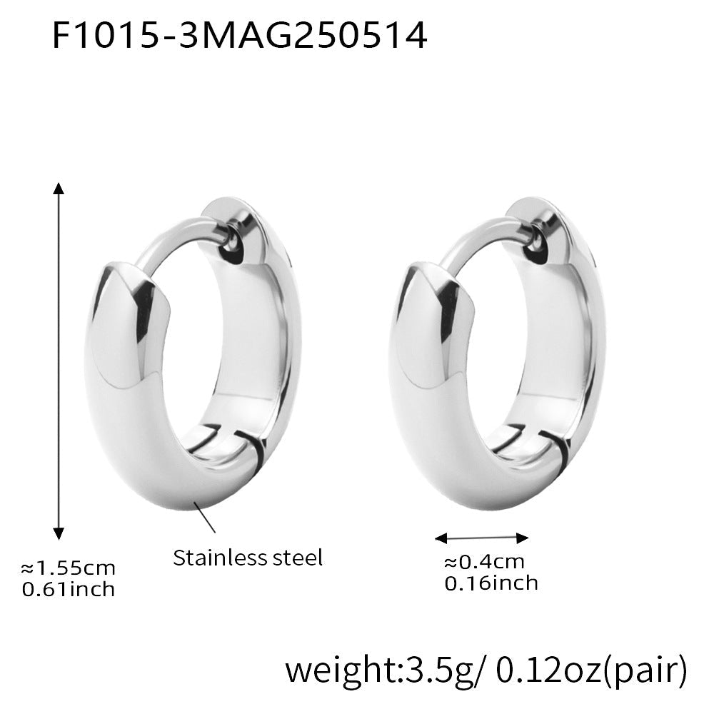 D관 - 투톤 원형 18K 도금 스테인리스 스틸 귀걸이 [F1015-F1098] 25.05-4