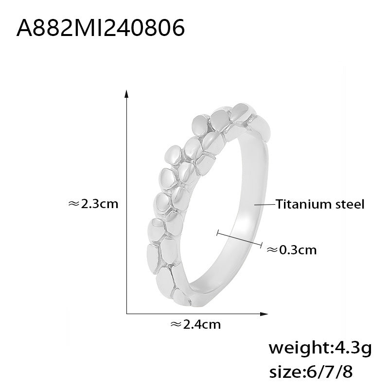 D관 - 트렌디 기하학적 패턴 티타늄 스틸 18K 도금 반지 [A882] 24.08-3