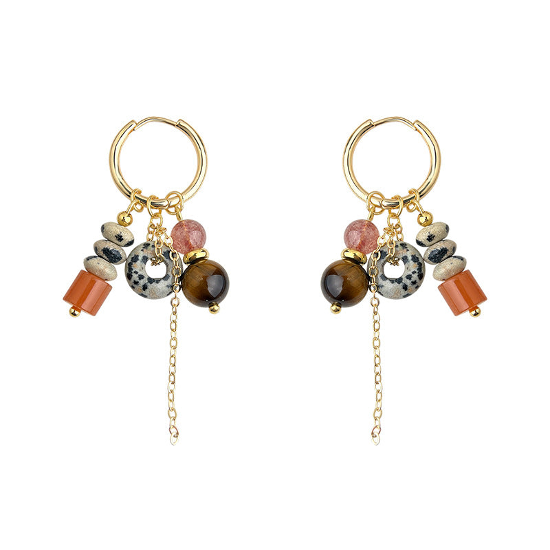 C관 - 925 은침 핸드메이드 천연석 호안석 아벤츄린 쿼츠 귀걸이 [6942] 25.10-5