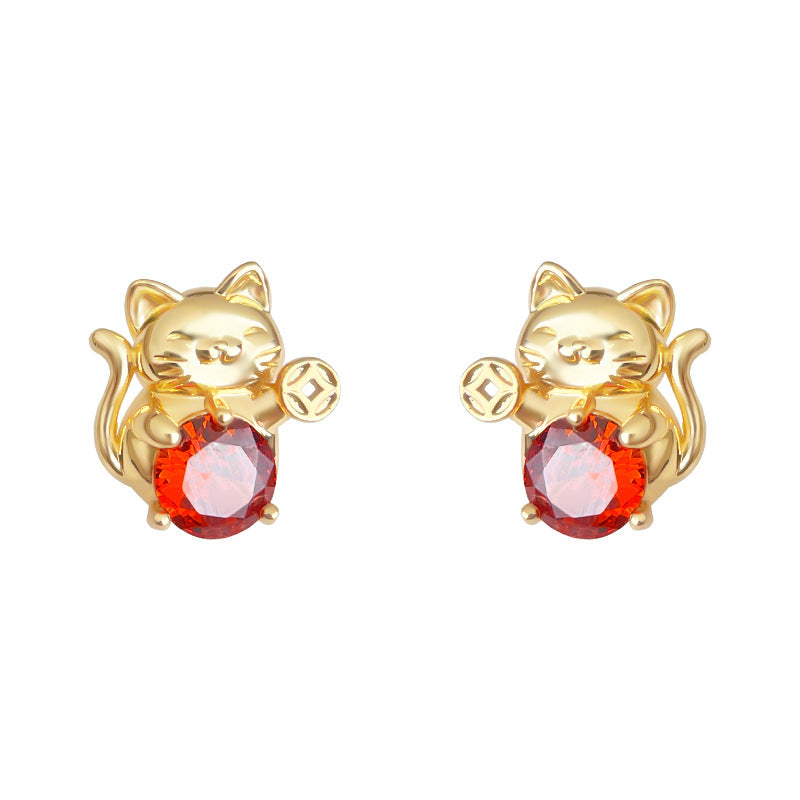 C관 - 925 은침 큐빅 고양이 모양 행운 귀걸이 [6990] 25.10-5