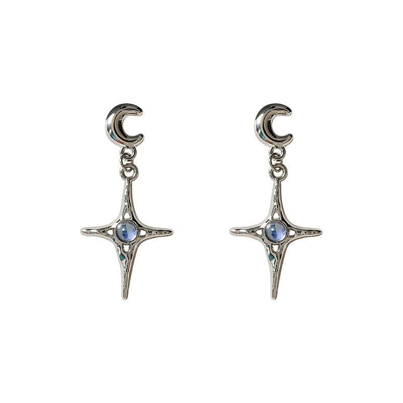 C관 - 별 달 디자인 인스타 감성 유니크 실버 롱 귀걸이 [B-590] 24.03-3