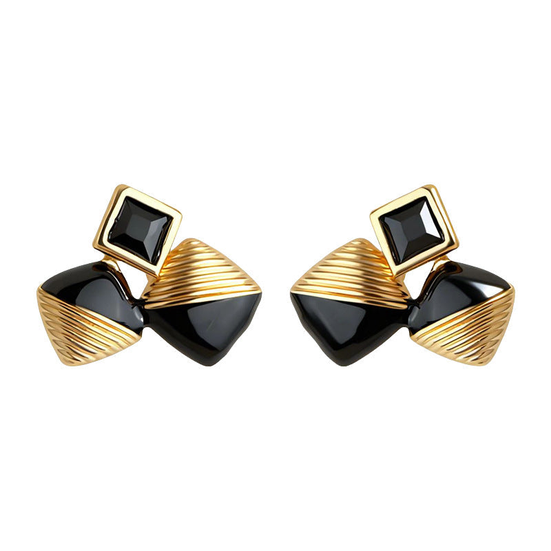 C관 - 블랙 사각 큐빅 925 은침 귀걸이 [7182] 25.12-1