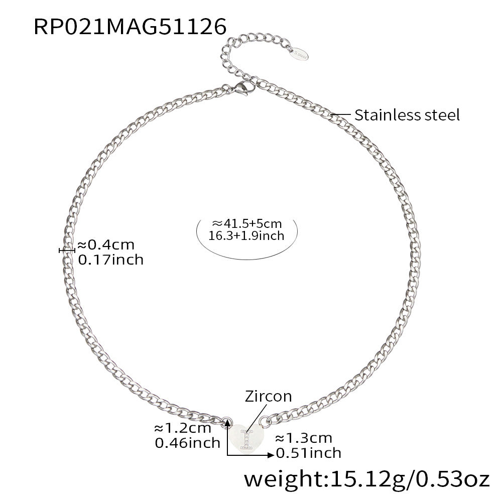 D관 - 스테인리스 스틸 하트 알파벳 큐빅 18K 도금 펜던트 목걸이 [RP021] 25.12-1