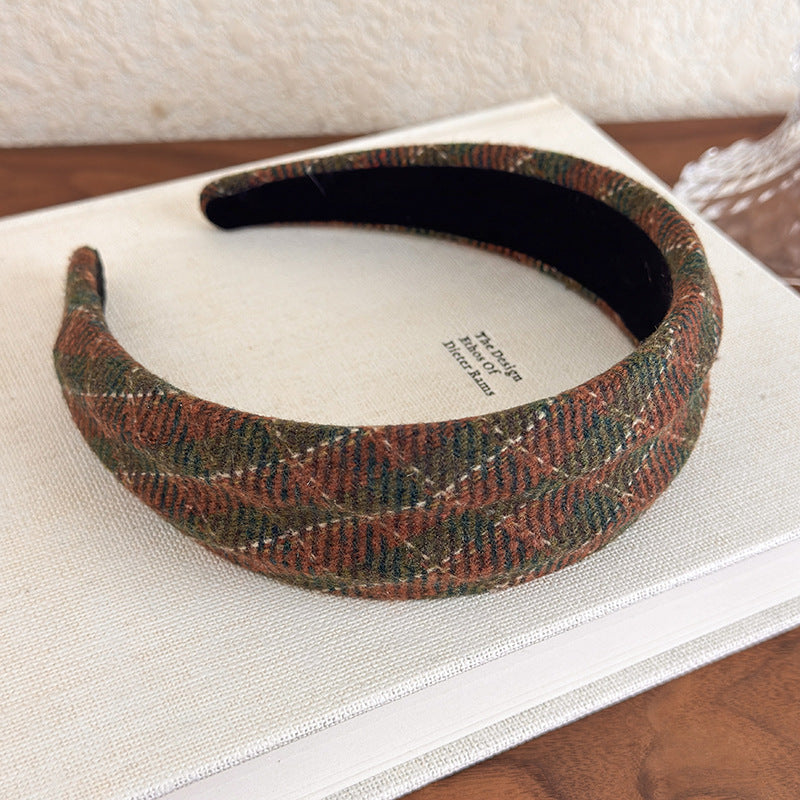 E관 - 체크 니트 입체 와이드 머리띠 [27500] 25.09-4