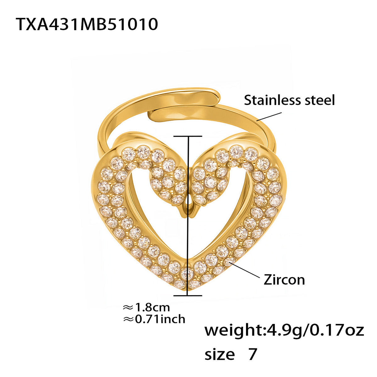 D관 - 스테인리스 스틸 풀큐빅 더블 스완 하트 목걸이 팔찌 반지 귀걸이 [TXP431] 25.10-3