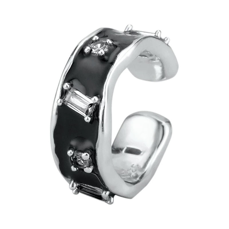 G관 - 블랙 크리스탈 큐빅 남성용 이어커프 귀걸이 [ER866] 25.10-3