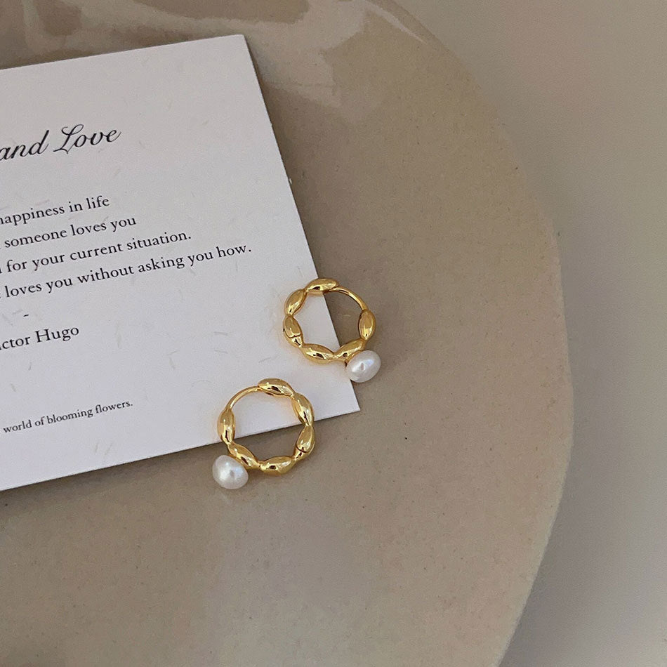 F관 - 925 실버 진주 올리브 링 귀걸이 [C1242] 25.10-2