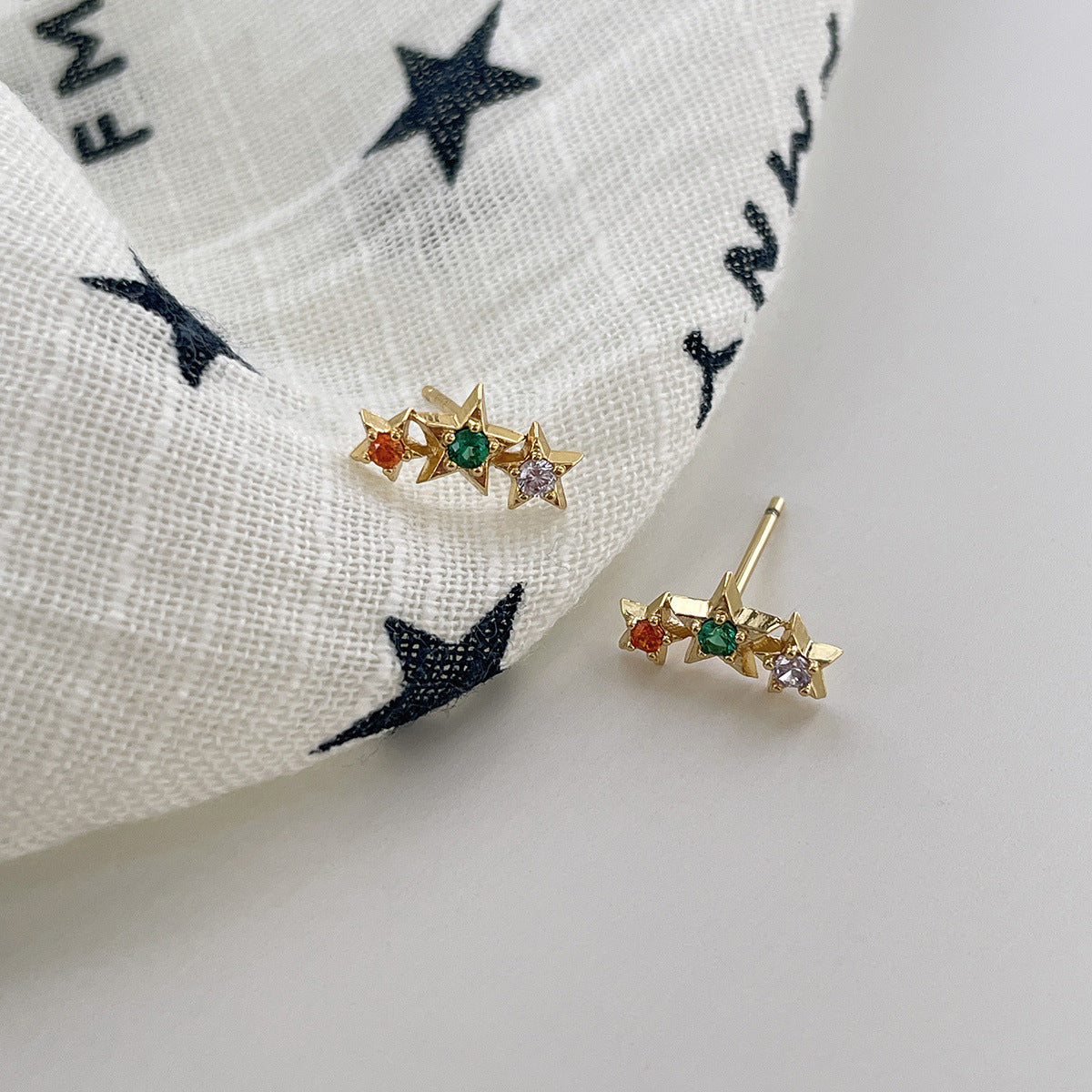 A관 - 925 은침 컬러 큐빅 별 귀걸이 [EH-4028] 25.10-2