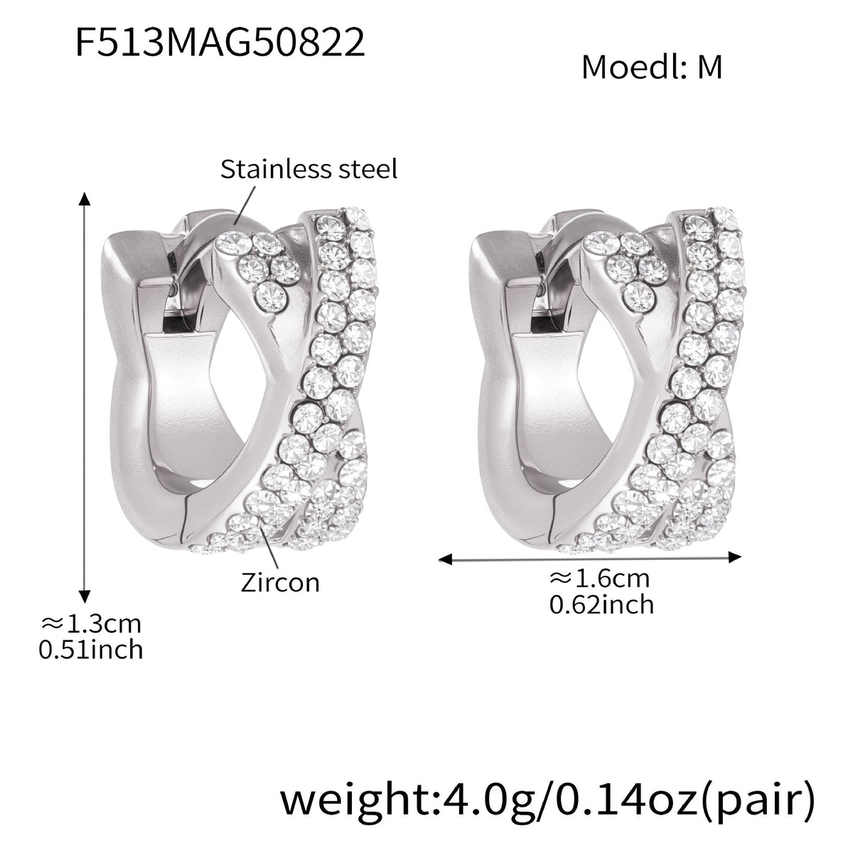 D관 - 스테인리스 스틸 18K 도금 큐빅 귀걸이 [F512-F513] 25.08-5