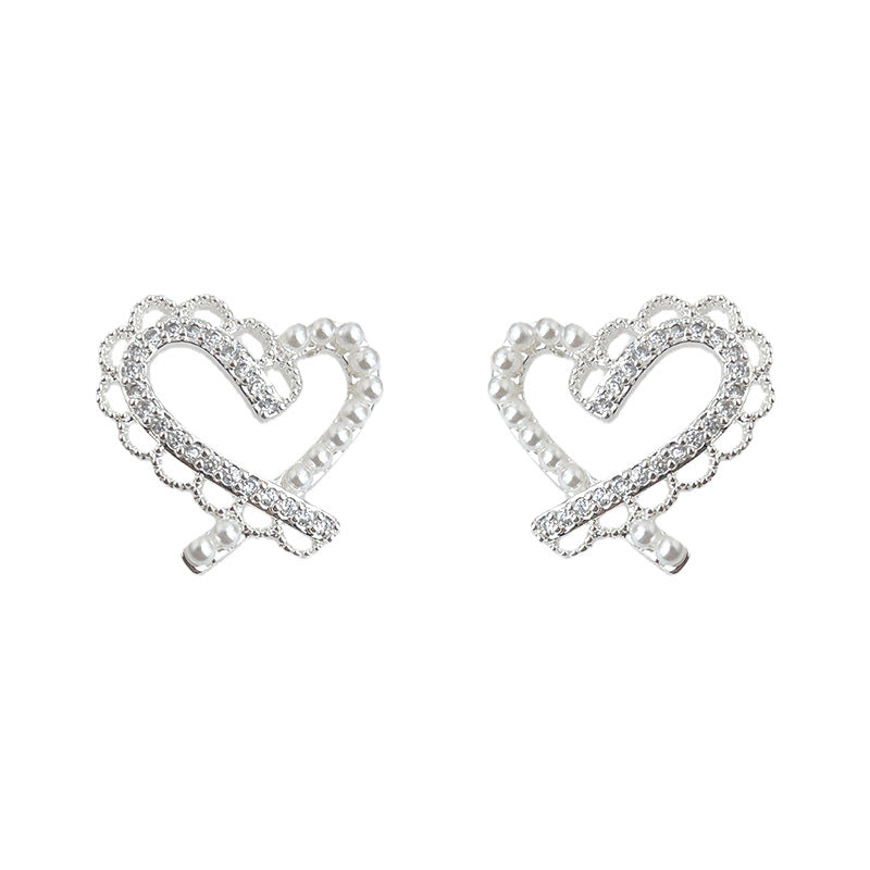 C관 - 미니 큐빅 925 은침 하트 레이스 귀걸이 [7067] 25.11-2