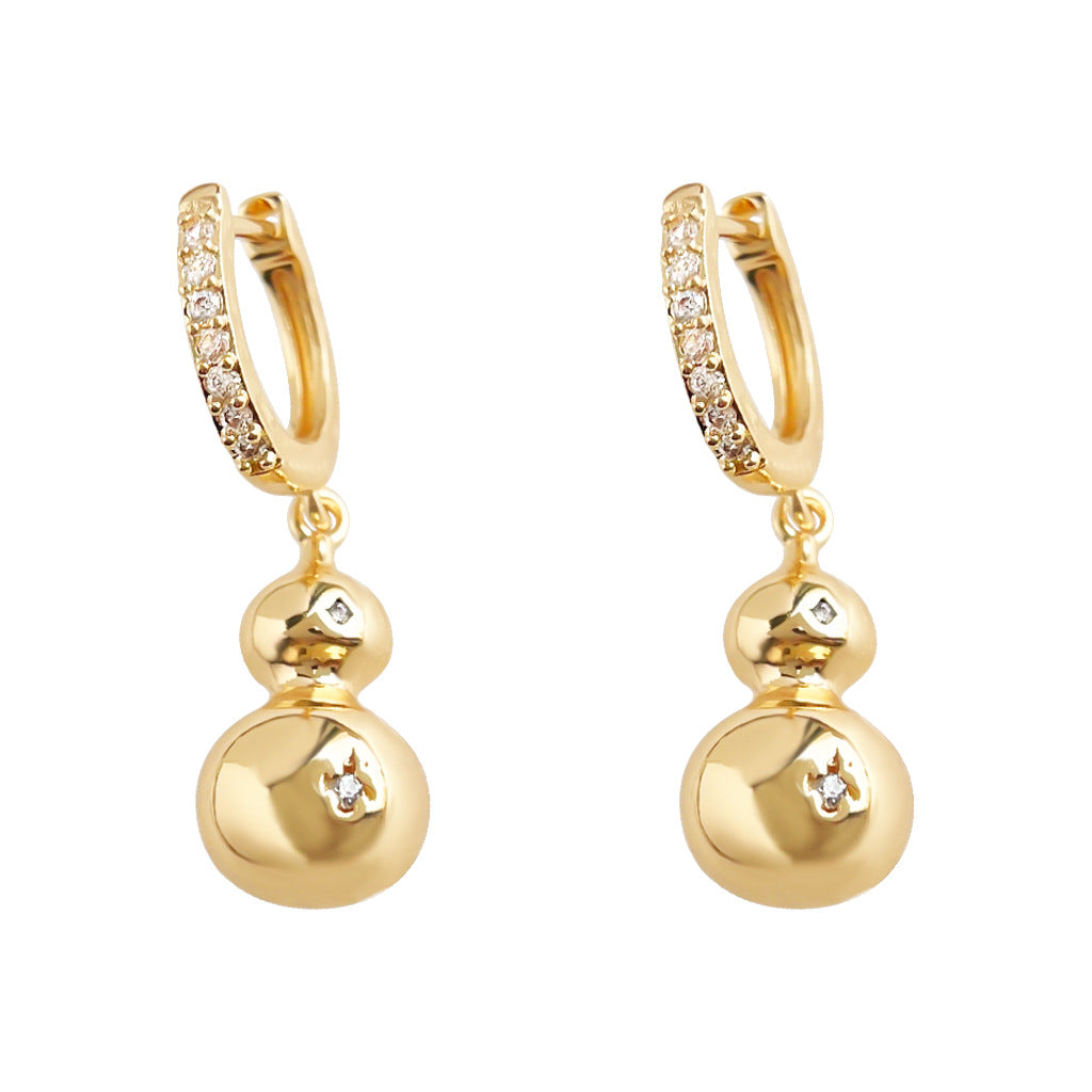 C관 - 14K 도금 미니 큐빅 호리병 펜던트 귀걸이 [7021] 25.11-1