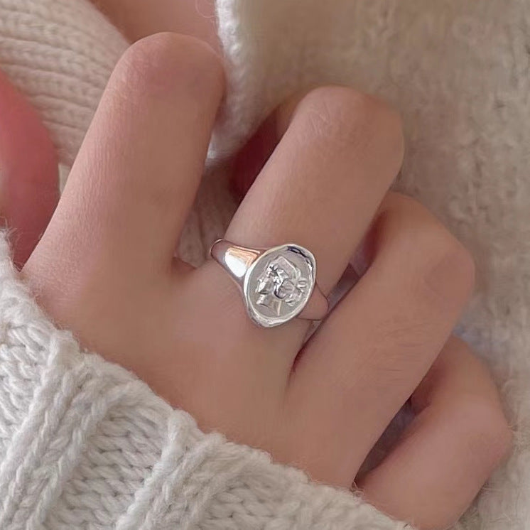 F관 - 925 실버 원형 유럽 인물상 디자인 반지 [J1134] 25.10-4